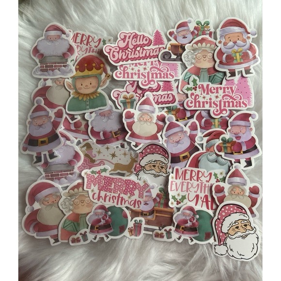 Christmas Santa Tree Elf Water bottle Journaling Sticker 30pc Bundle - Picture 1 of 8